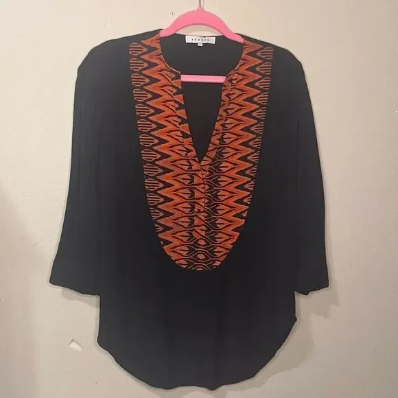 SANDRO Printed Silk Blouse Size M - Picture 4 of 7